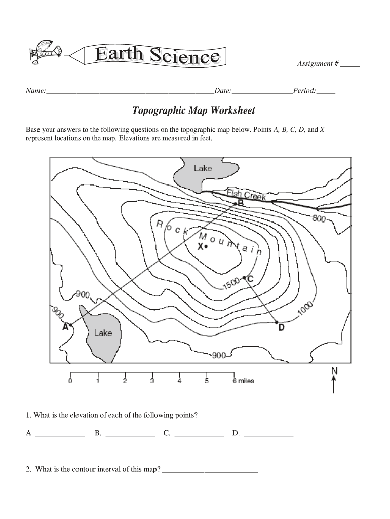 Simple Topographic Map Worksheet