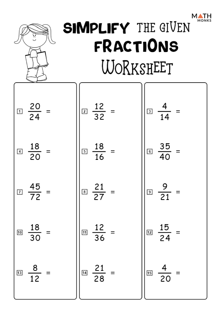 Simplest Form Fractions Worksheets Grade 5