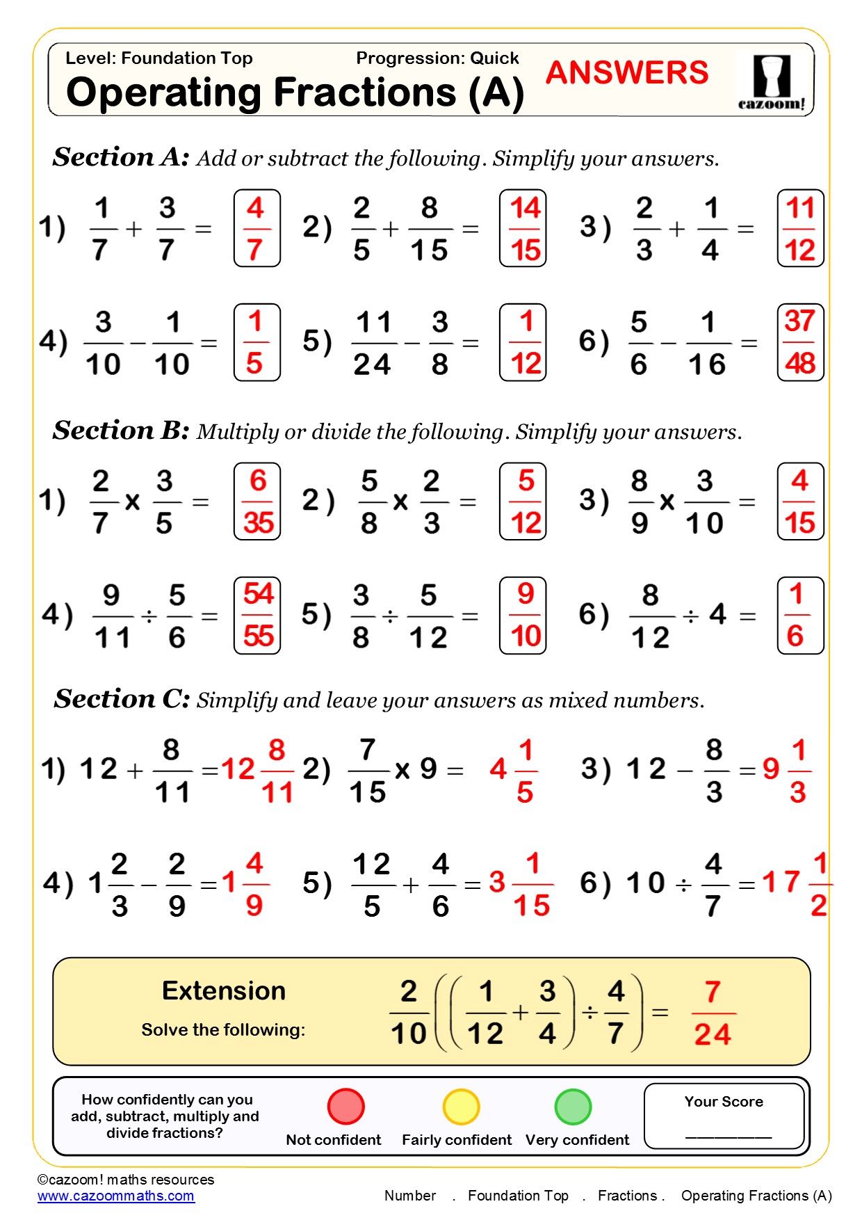 Simplify Fractions Worksheet With Answer Key Printable Pdf Download