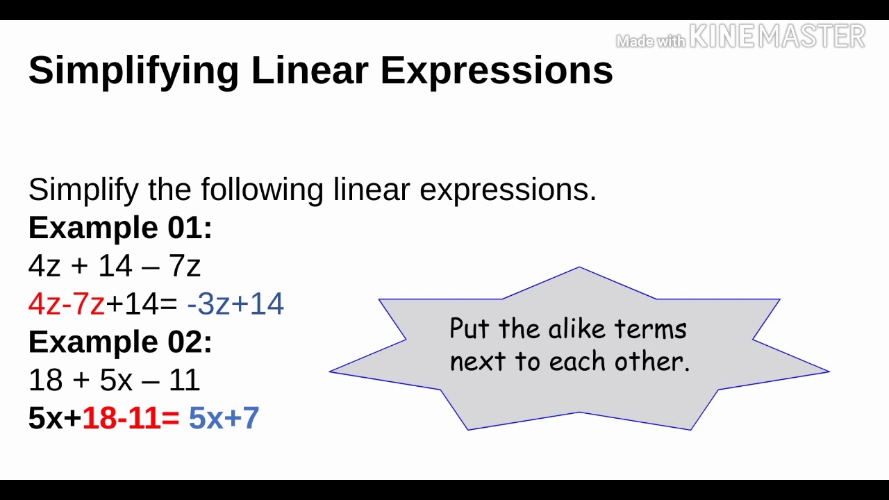 Simplifying Linear Expression Youtube