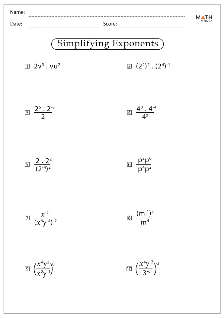 Simplifying Exponents Worksheet: Boost Your Math Skills Fast