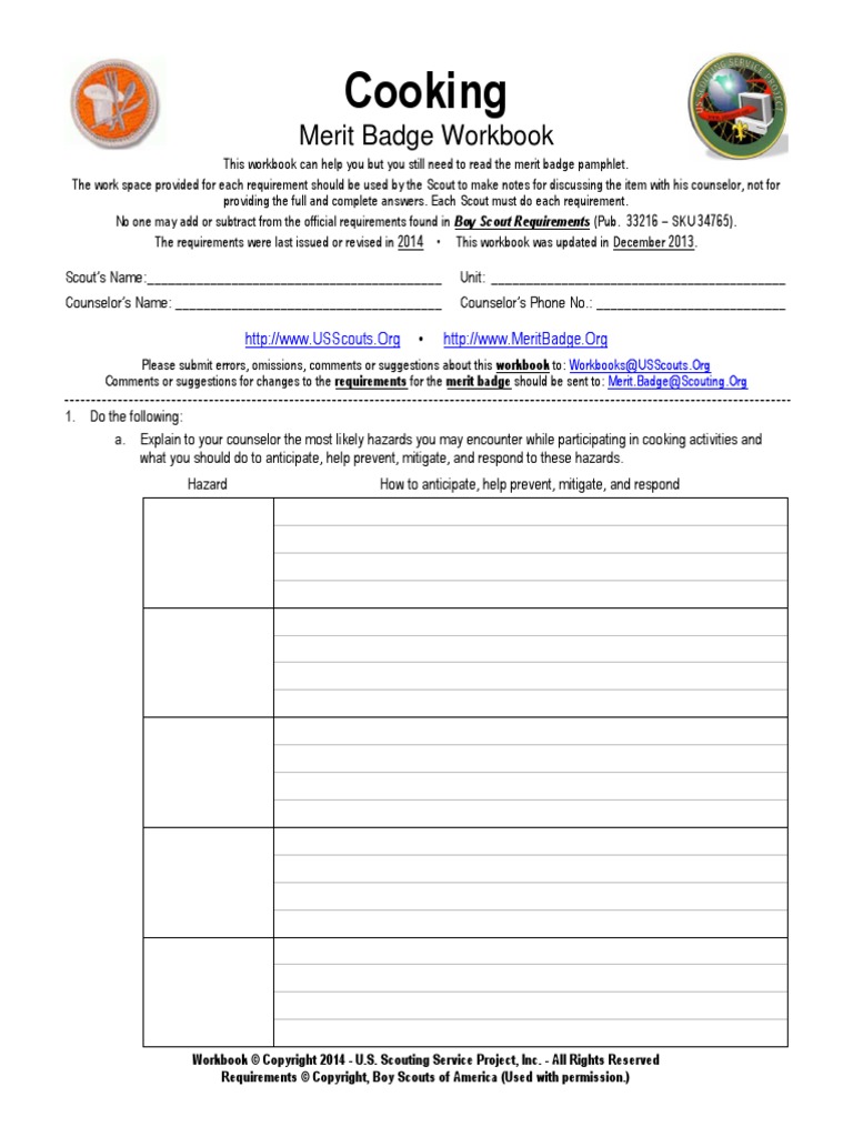 Simply Cooking Merit Badge Worksheet Answers Boy Scouts Merit Badges