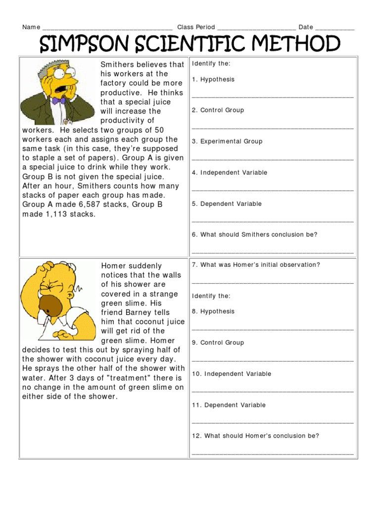 Simpsons Scientific Method Scientific Control The Simpsons