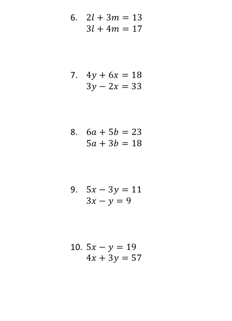 Simultaneous Equations By Elimination Worksheets Teaching Resources