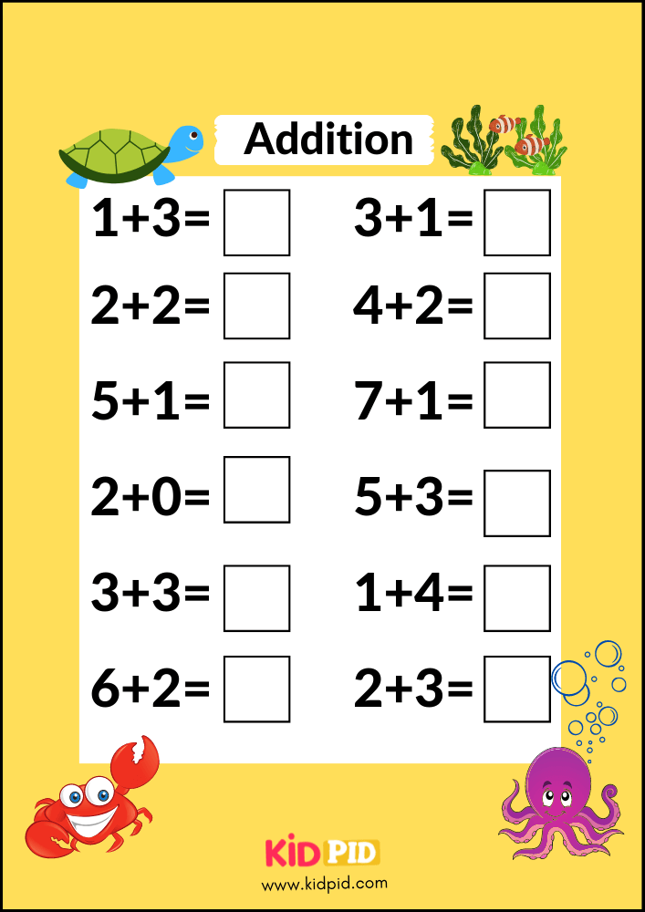 Single Digit Addition Workbook Kidpid