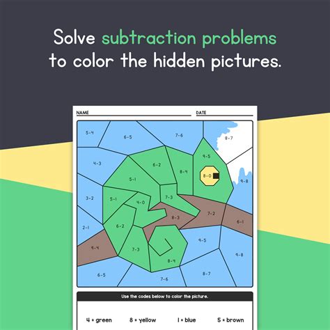 Single Digit Subtraction Color By Code Subtraction Worksheets Teaching Resources