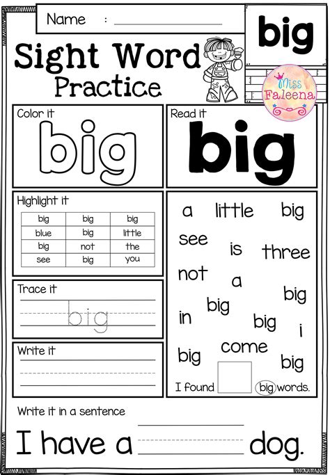 Sight Word Worksheets for Easy Learning Fun