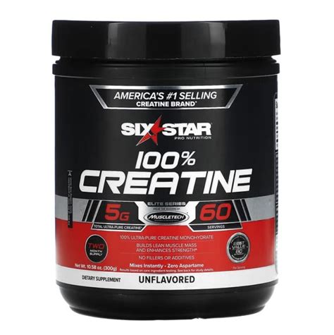 Six Star Elite 100% Creatine Monohydrate 300G 60 Servings Unflavoured, Health & Nutrition ...