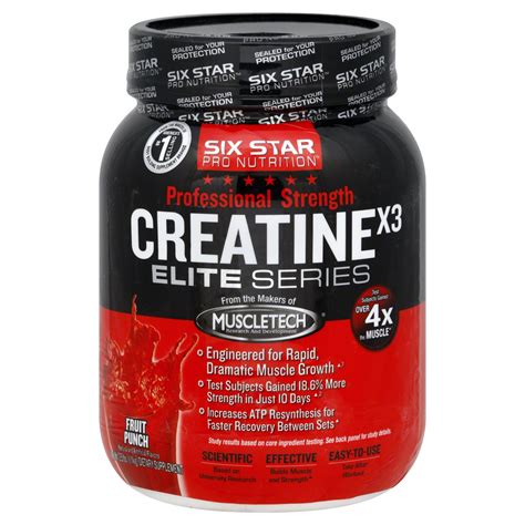 Six Star Pro Nutrition Elite Series Creatine X3 Fruit Punch Post Workout Powder To Build Muscle