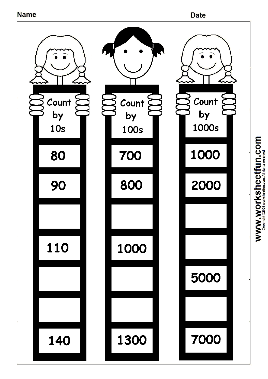 Skip Counting By 10 100 And 1000 Free Printable Worksheets