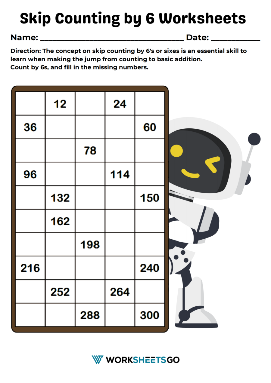 5 Engaging Skip Counting by 6 Worksheets