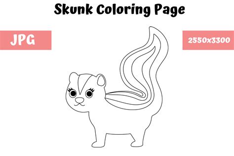 Skunk Coloring Page For Kids Grafik Von Mybeautifulfiles Creative Fabrica