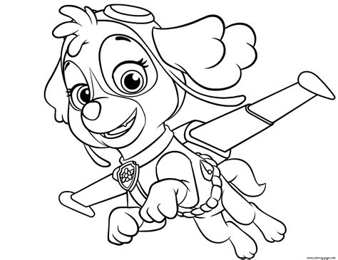 Skye Paw Patrol Flying High Coloring Page Free Pdf Png Printable