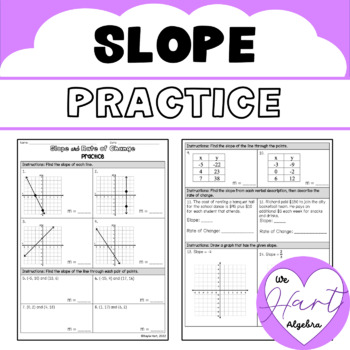 Slope As A Rate Of Change Worksheets