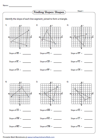 Slope Math Problems Free Worksheets