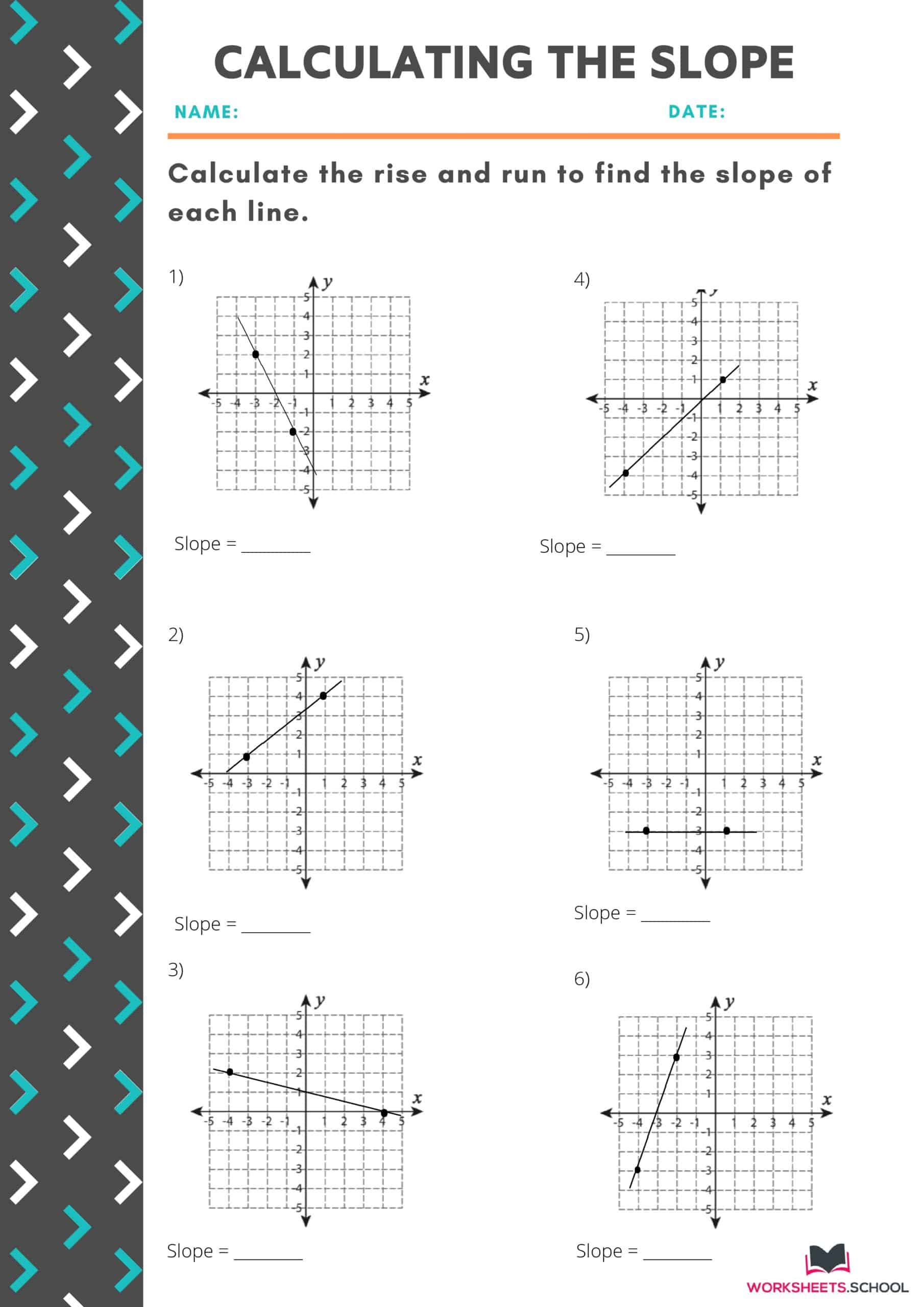 Slope Of A Line Worksheet Free Math Worksheets On Finding Slope