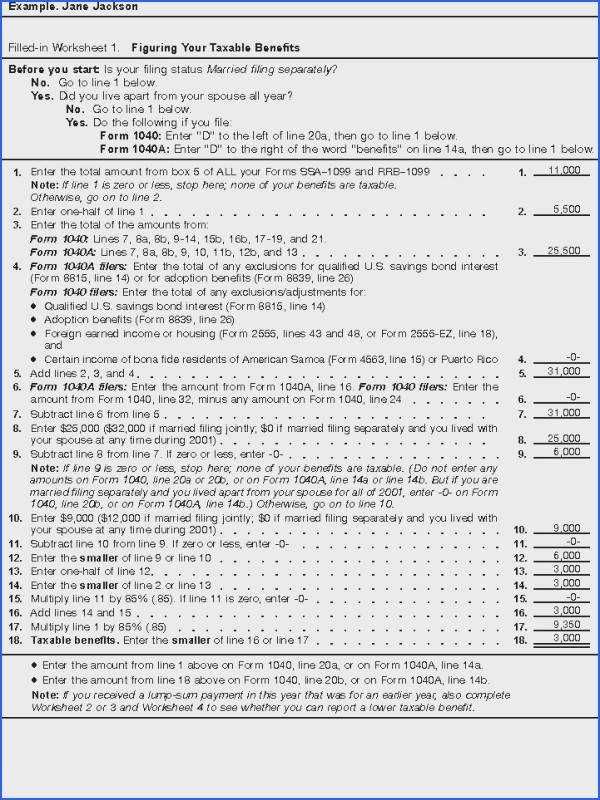 Social Security Taxable Worksheet 2022