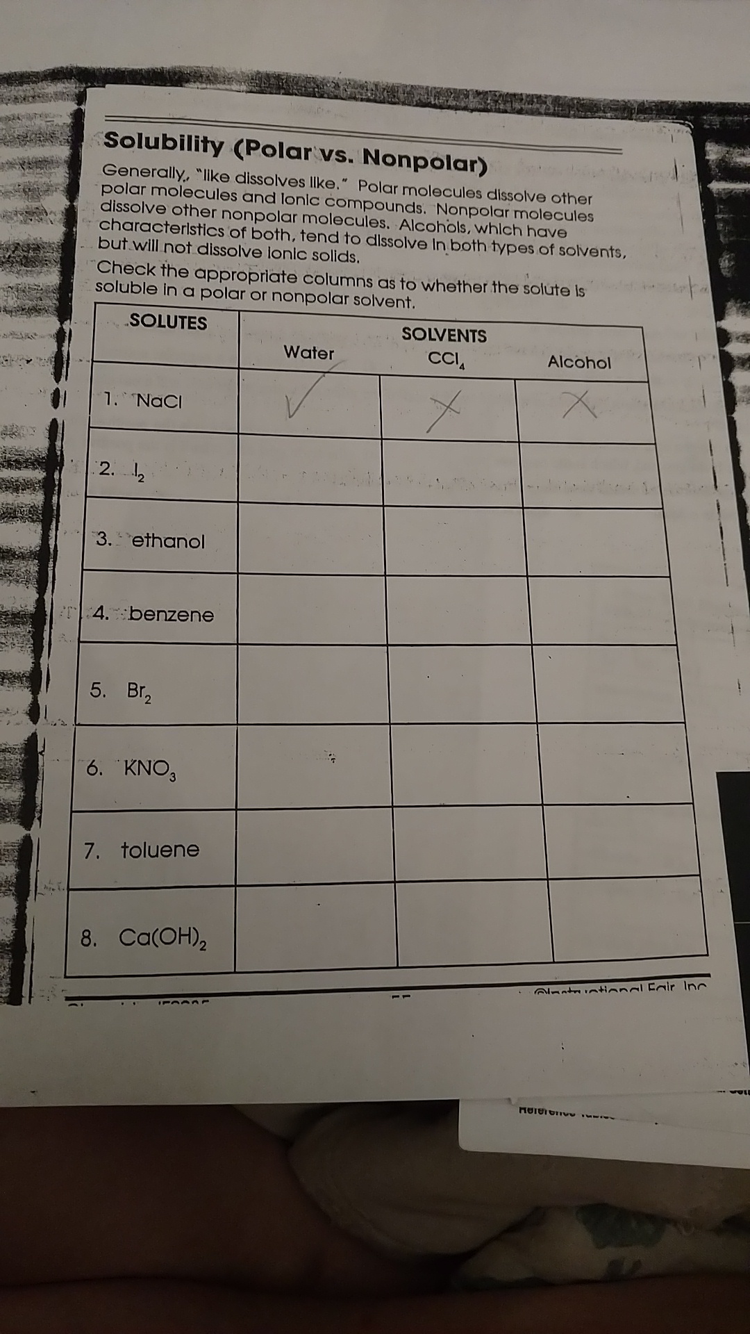 Solubility Polar Vs Nonpolar Worksheet Answers Printable Word Searches