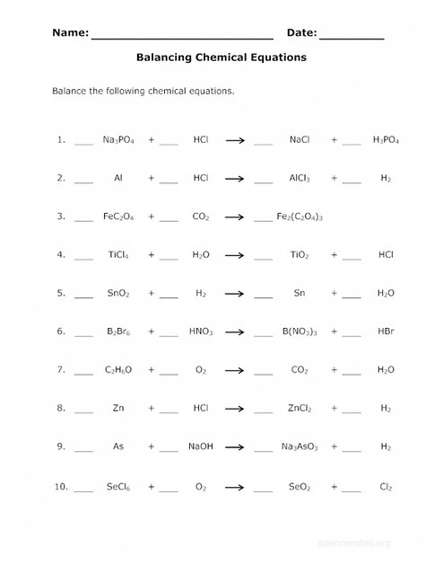 Solved Balancing Equations Practice Worksheet Balance The Chegg Com