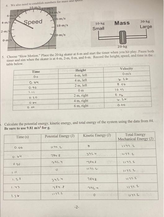 Solved Energy Skate Park Lab Week 4 Name Before You Begin Chegg Com