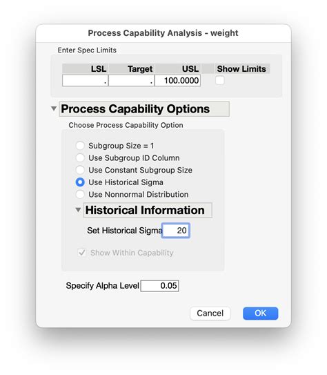 Solved How To Calculate Cpk With Specified Sigma Jmp User Community