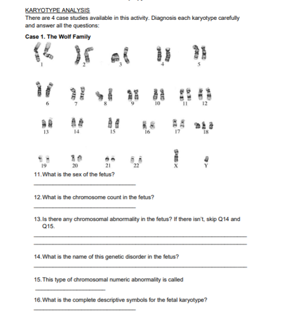 Solved Karyotype Analysis There Are 4 Case Studies Available Chegg Com