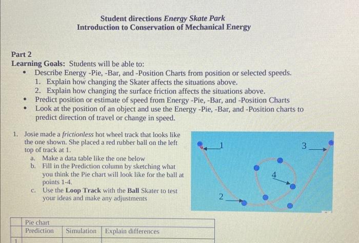 Solved Student Directions Energy Skate Park Introduction To Chegg Com