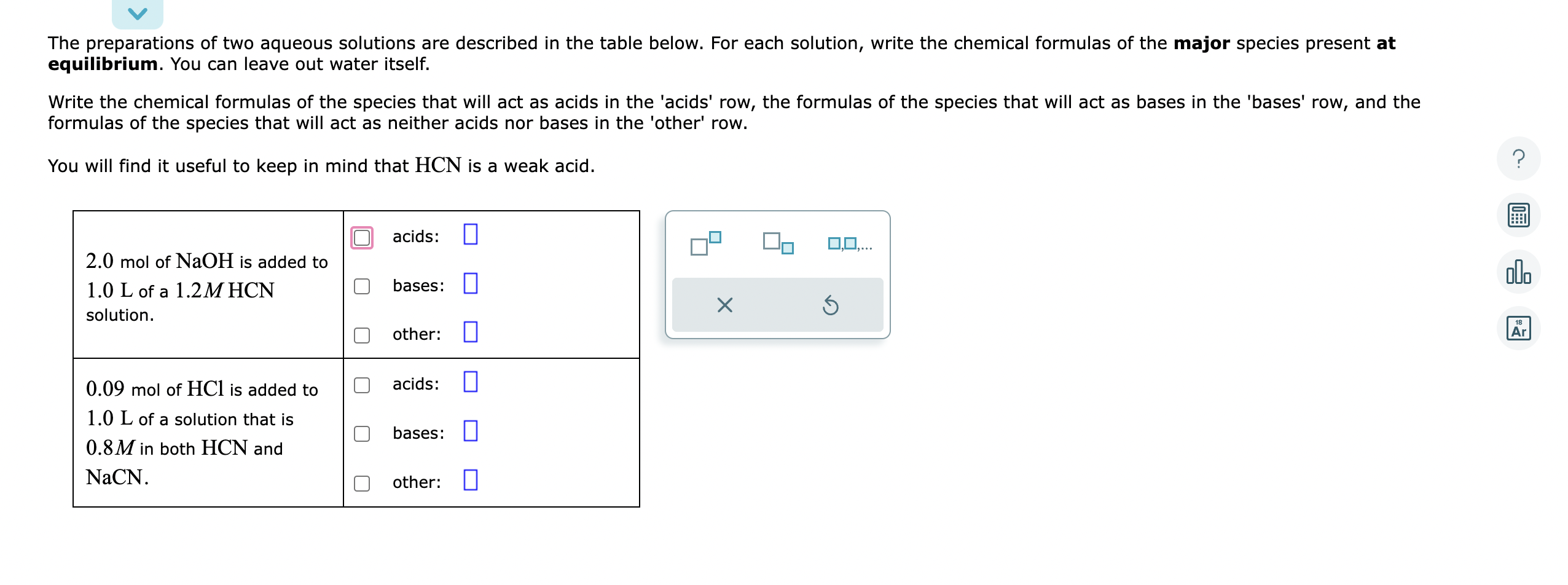 Solved The Preparations Of Two Aqueous Solutions Are Chegg Com