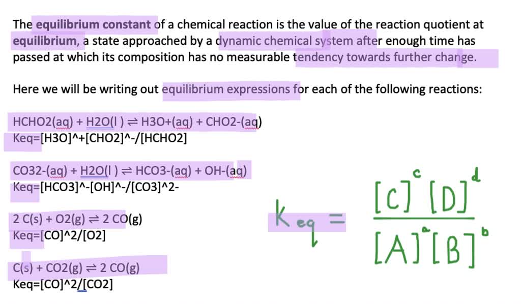 Solved Write An Equilibrium Expression For Each Chemical Equation