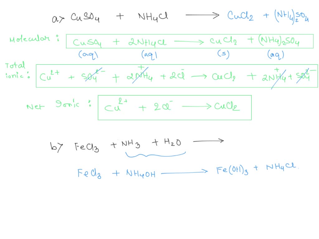 Solved Write Equations Molecular Total Ionic Net Ionic For The Reaction Of Cuso4 And Na2co3