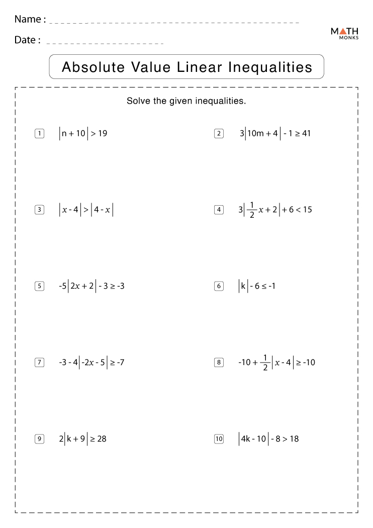 Solving Absolute Value Inequalities Worksheet Fill And Sign Worksheets Library