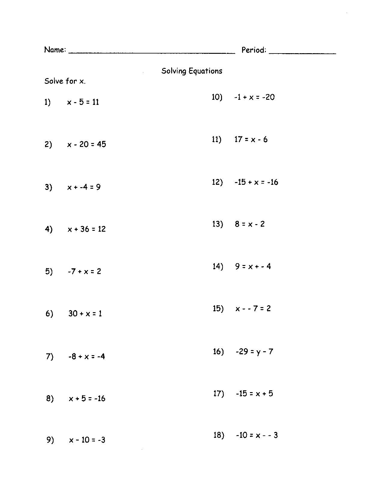 Master Equations: Variables on Both Sides Worksheets