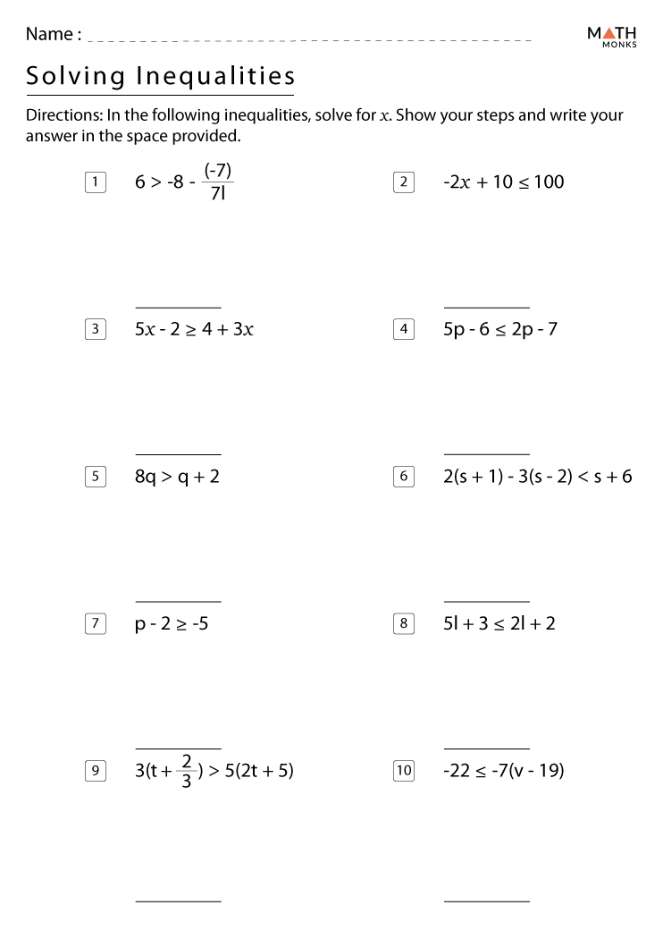 Solving Inequalities In One Variable Practice Problems