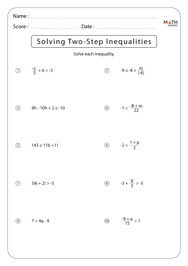 Solving Inequality Worksheet