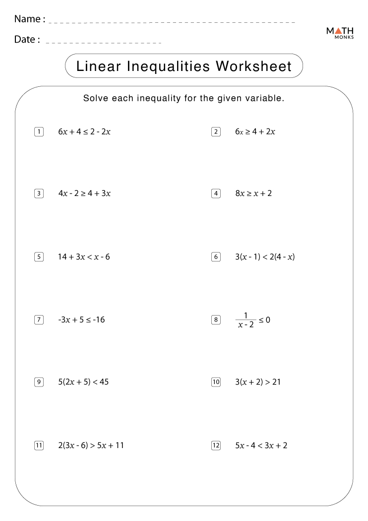 Solving Linear Inequalities Worksheet Answer Key Thekidsworksheet