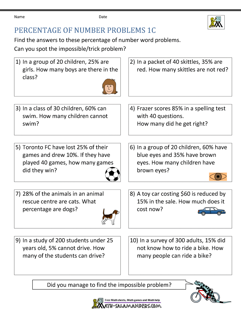 Solving Percent Problems Worksheet Db Excel Com