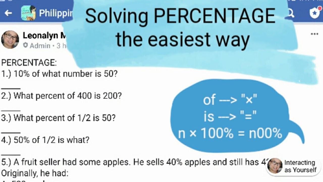 Solving Percentage The Easiest And Simplest Way Cse Let Math Youtube