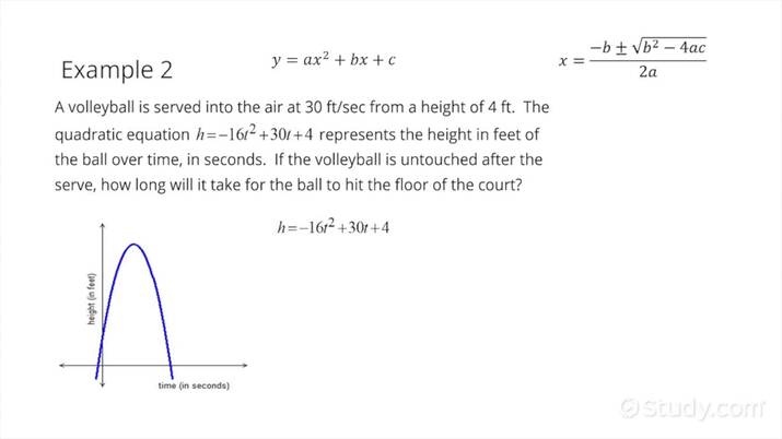 Solving Problems Involving Solutions Of Quadratic Functions Example 1 Video Algebra Ck