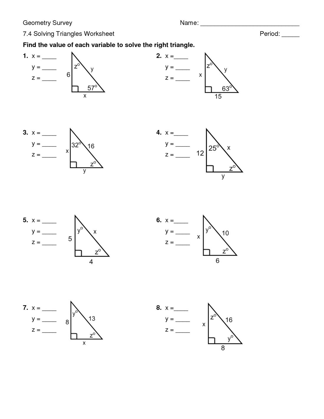 Solving Right Triangles Worksheet Math Worksheets Grade 4 Db Excel Com