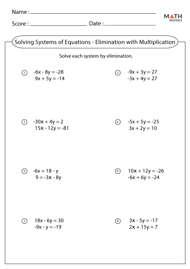 Systems by Elimination Worksheet: Quick Answer Guide