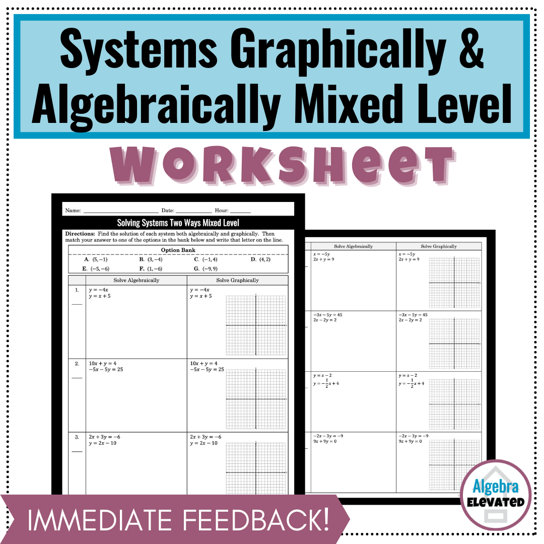 Solving Systems Of Equations With Substitution Elimination And Graphically Mixed Level Made