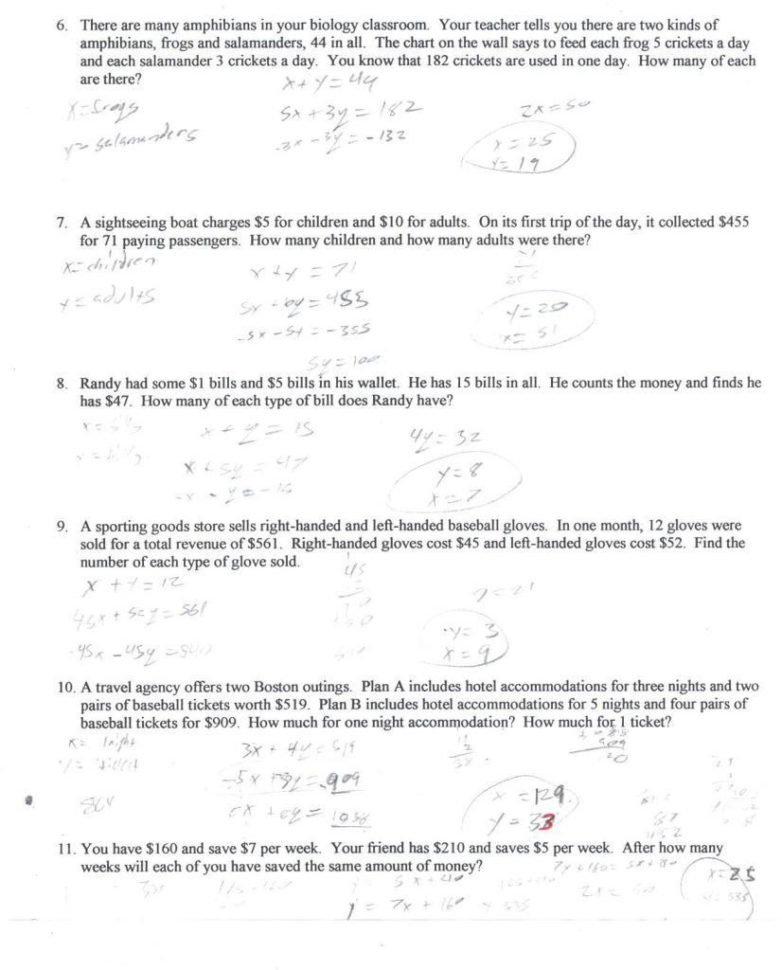 Mastering Systems of Equations Word Problems: Effective Worksheets