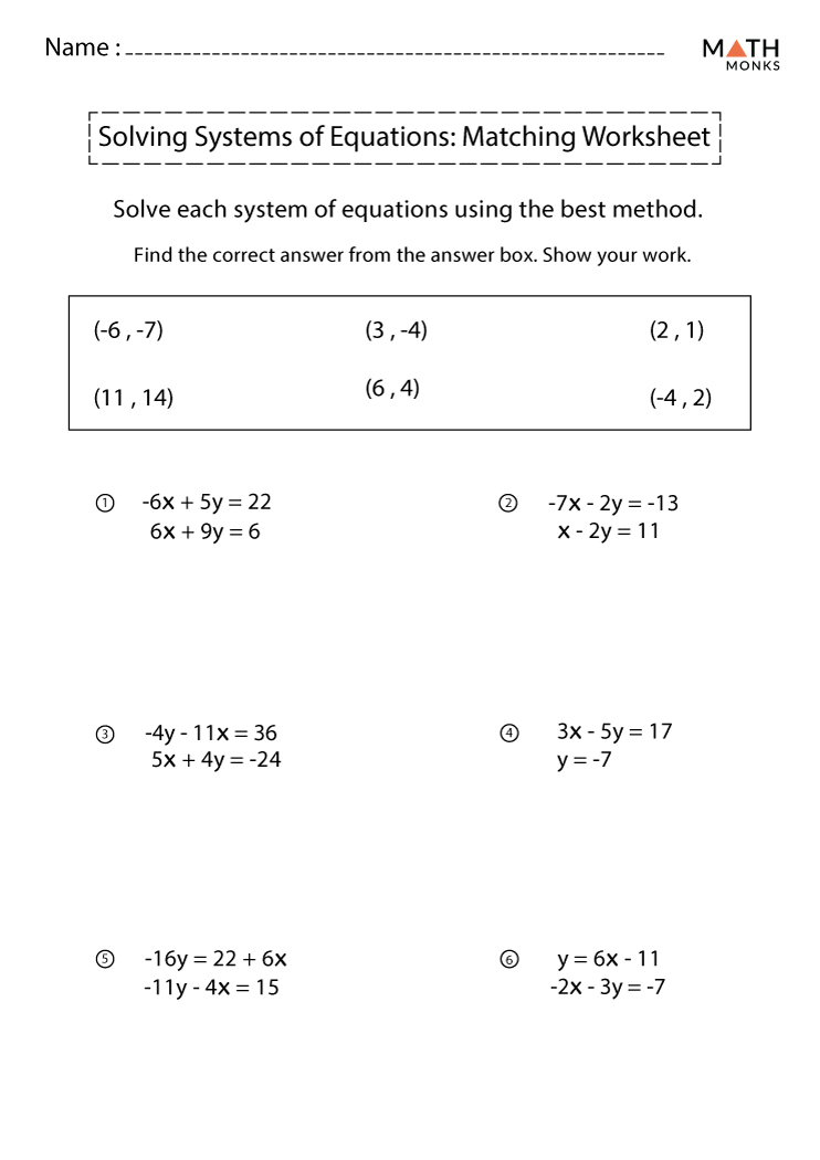 Solve Equations Worksheet with Answer Key PDF