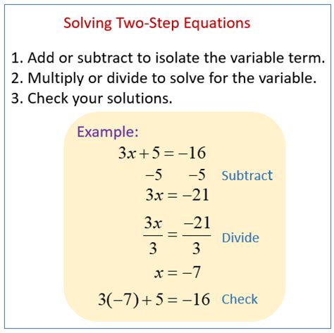 Solving Two Step Equations With Integers Review Emedia