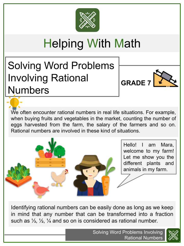 Solving Word Problems Involving Rational Numbers Helping With Math