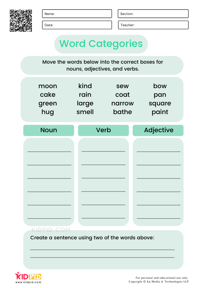 Sort Words Into Categories Worksheets For Kids Kidpid