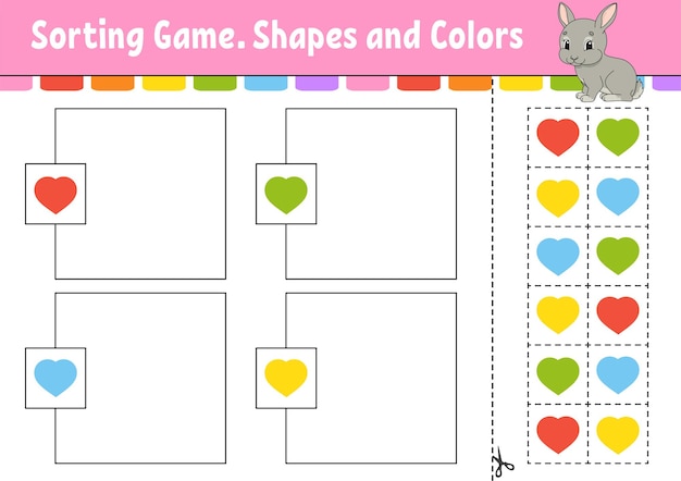 Sorting Game Shapes And Colors Cut And Glue Education Developing