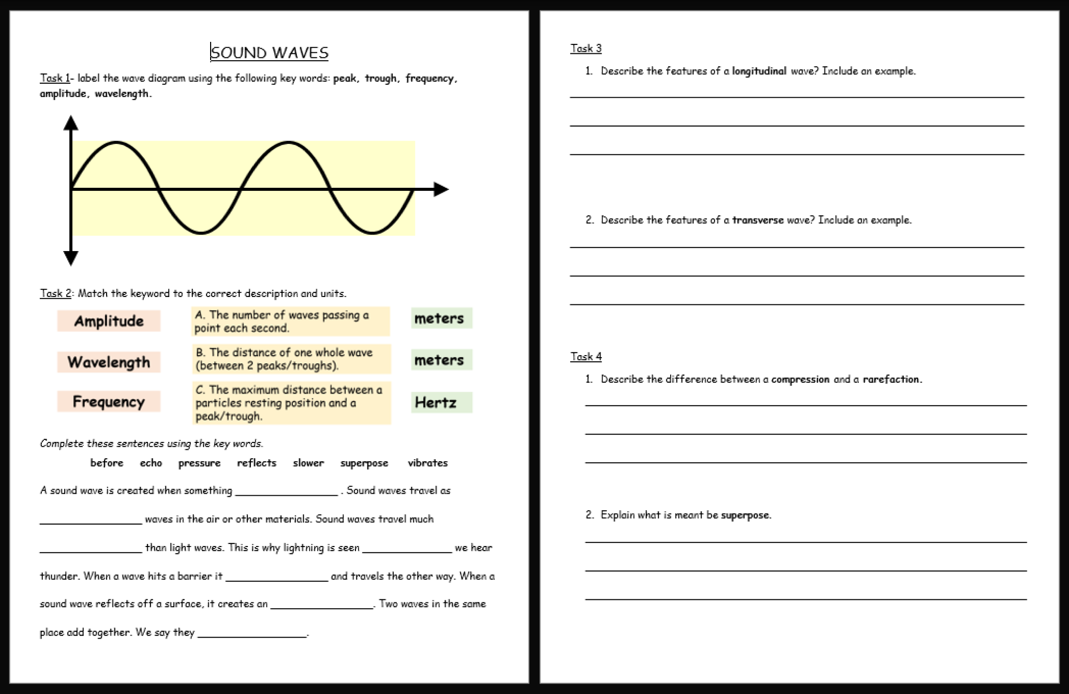 Sound Waves Ks3 Worksheet