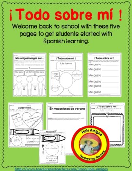 Spanish All About Me Back To School Activities By Hola Amigos