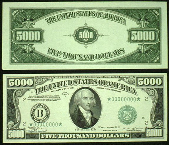 Specimen 5000 Federal Reserve Note Coinsite